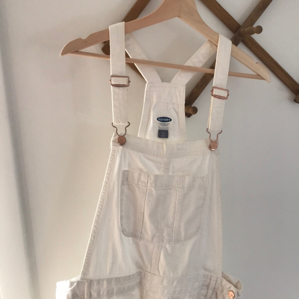 White old navy overalls